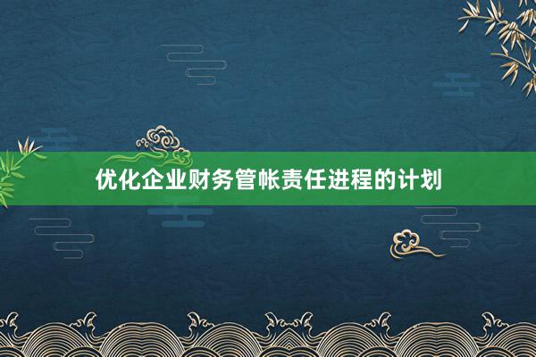 优化企业财务管帐责任进程的计划