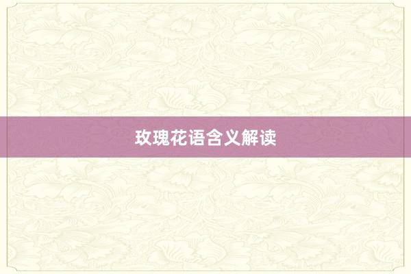 玫瑰花语含义解读